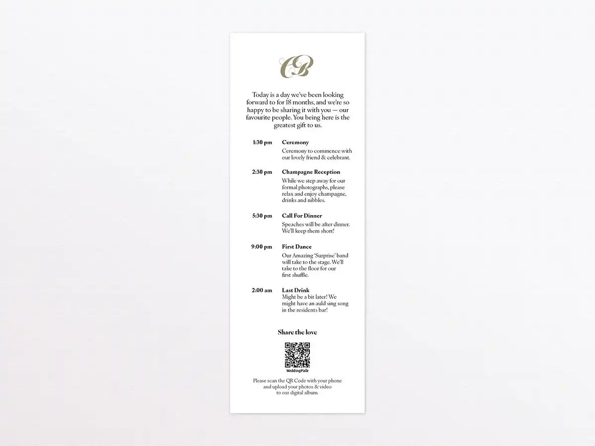A Wedding Programme with QR Code
