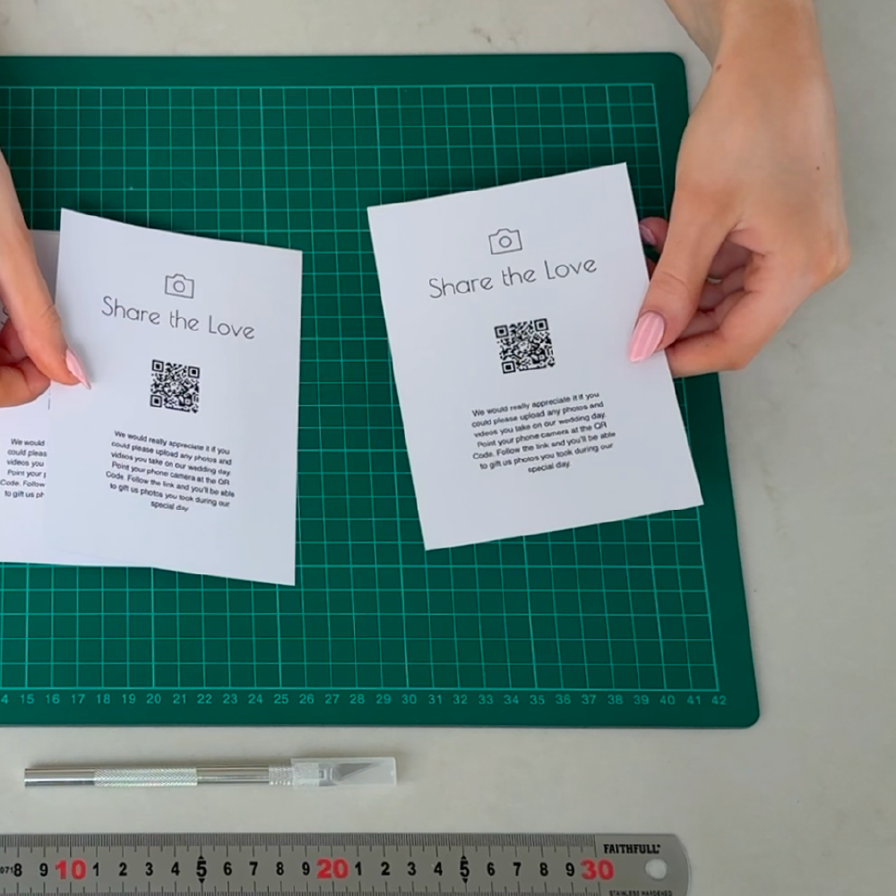 Wedding QR code signage example with a simple black and white design